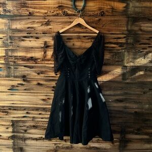 UNIQUE VINTAGE | NWT Elegant Black Off-Shoulder Lace Corset Punk Emo Dress XL